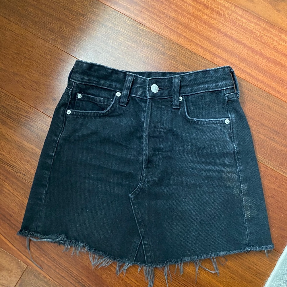 Black Denim Mini Skirt